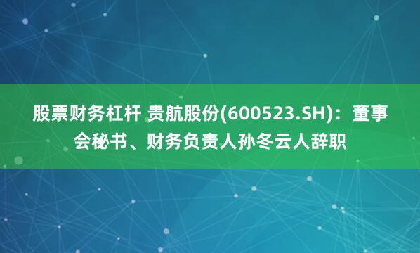 股票财务杠杆 贵航股份(600523.SH)：董事会秘书、财务负责人孙冬云人辞职