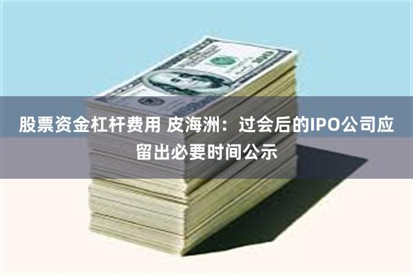 股票资金杠杆费用 皮海洲：过会后的IPO公司应留出必要时间公示