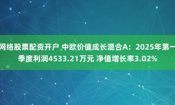 网络股票配资开户 中欧价值成长混合A：2025年第一季度利润4533.21万元 净值增长率3.02%